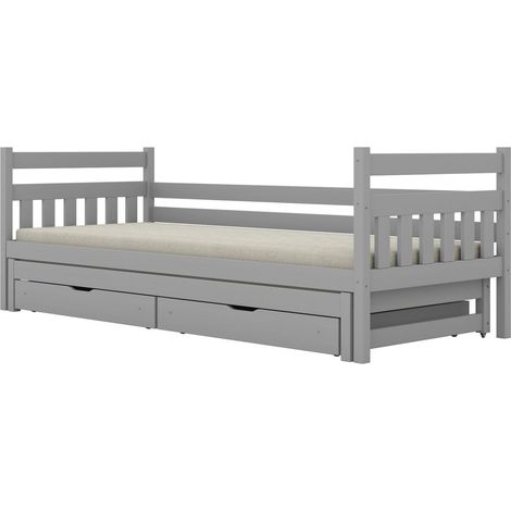 Lit enfant 80x200 cm avec lit gigogne et 2 tiroirs sans matelas motif Dawid (1/5)