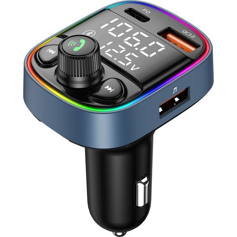 Adaptateur Bluetooth pour voiture, compatible MP3 et Bluetooth double affichage numérique. (1/3)