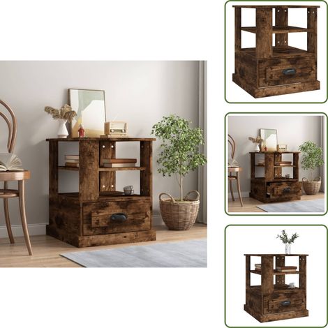 The Living Store Beistelltisch Räuchereiche 50x50x60 cm Holzwerkstoff - Beistelltisch Räuchereiche (1/5)