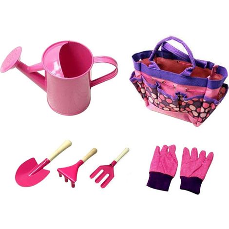 Kit d'outils de Jardin pour Enfants Ensemble de Jardin d'extérieur pour Enfants Outillage de Jardin pour Enfants (Rose) (1/5)