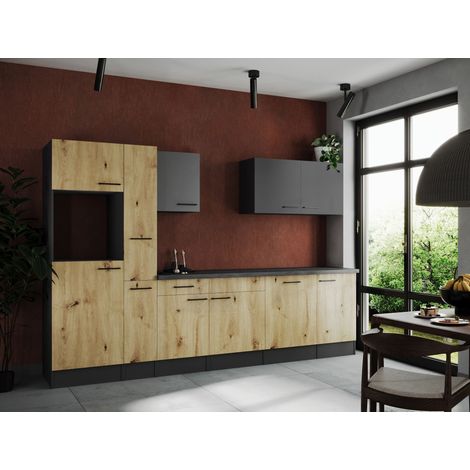Küche Küchenzeile Leerblock Grau Matt Artisan Eiche Oliver 310 cm Respekta