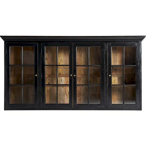 Vitrine modulaire Zenica élégante en noir - Noir charbon élégant en bois de mango (1/5)