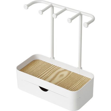 Organizador para joyas, blanco, 20,1 x 10,2 x 23 cm, 1 estante, organizador para cuidado de la piel y joyas, escritorio (1/5)