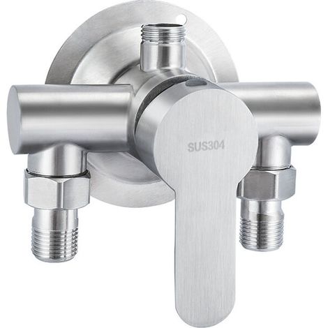 Teil aus Edelstahl 304, freiliegende Warm- und Kaltwasser-Duscharmatur, Schalter, Warmwasserbereiter, Badezimmerarmatur, freiliegender Edelstahl