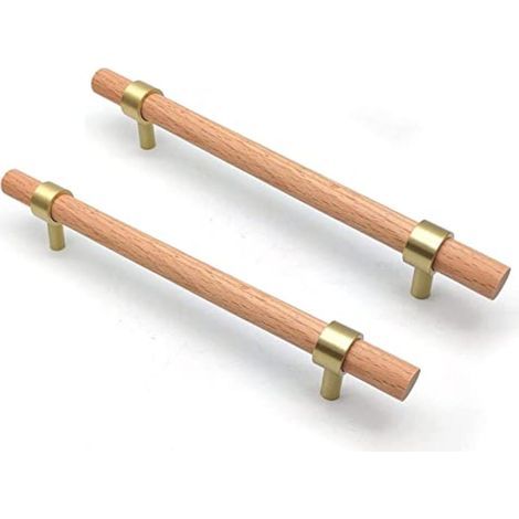 Möbelgriffe aus Holz, 6 Stück. Holzgriffe – Schrankgriffe aus Holz – Küchenschrankgriffe aus Holz. Lochabstand: 160 mm. (1/5)