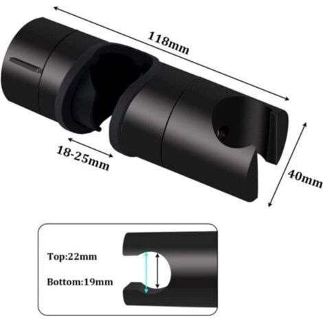 Support douche - Universel Support Pommeau de Douche Noir Pour Barre de Douche 18-25 mm - ABS Massif épaissir - Version Améliorée - Noir Mat (1/5)