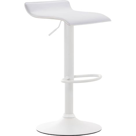 Sgabello da bar x1 design minimalista altezza regolabile poggiapiedi PVC bianco e metallo bianco 100005611