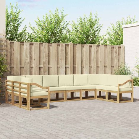 vidaXL Outdoor-Sofagarnitur mit Kissen 10 pcs Weiß und Creme (1/5)