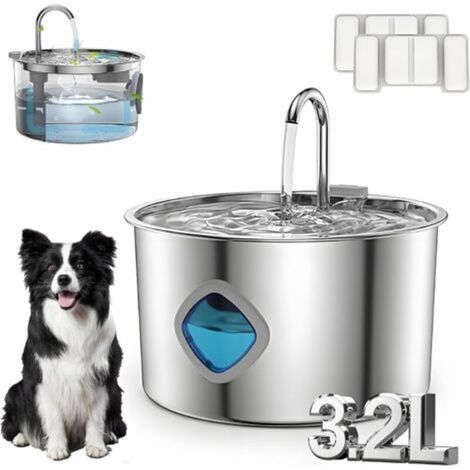 Fontana per cani e gatti Pawdrates da 3,2 litri con indicatore visivo del livello dell'acqua, fontana per cani in acciaio inossidabile 304 con 3 modalità di irrigazione e pompa silenziosa (1 pezzo + 2