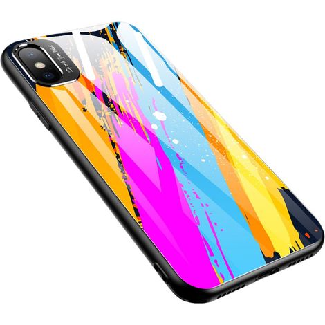 cofi1453® Color Glass Case Handyhülle Schutzhülle aus Schutzglas kompatibel mit iPhone 7 Plus Cover Zubehör Bumper Schutz Motiv 3