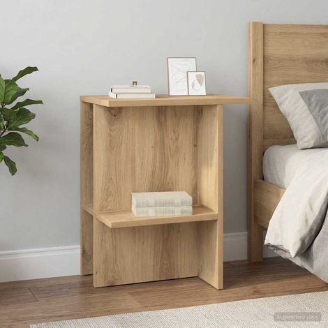 Table basse avec 2 étagères en bois d’ingénierie chêne artisanal 40 x 30 x 49 cm - PANGIVO (1/5)