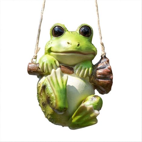 Grenouille en résine oscillante, statue d'animal de jardin décorative (1/5)