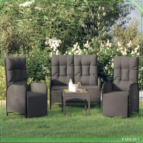 Ensemble à manger de jardin - FAFEICY - Chaise inclinable de jardin - Noir - Résine tressée - Cadre acier (1/5)
