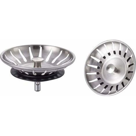 2 Pièces Bouchon Evier Cuisine Inox - Filtre Evier Cuisine Universel, Bonde Evier avec 18 Fentes, Grille Evier Cuisine Antiblocage, Panier pour Evier Inox Vidange Rapide