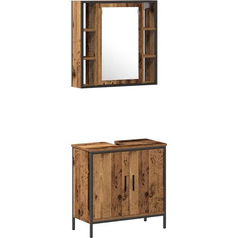 Maison Exclusive - Badezimmermöbel-Set mit Regal mit Tür 2 pcs Br
