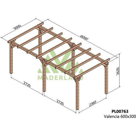Pérgola de Madera Laminada Valencia (Maderland) - Gardeneas - 600 x 300 cm (1/4)
