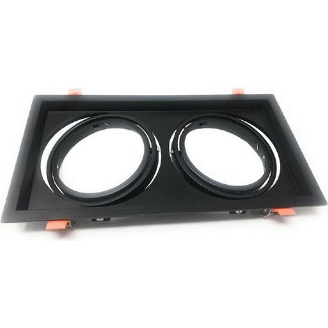Trade Shop - Porta Faretto Incasso Doppio Faretto Ar111 Rettangolare Orientabile P-ar111-2 - Negro (1/3)