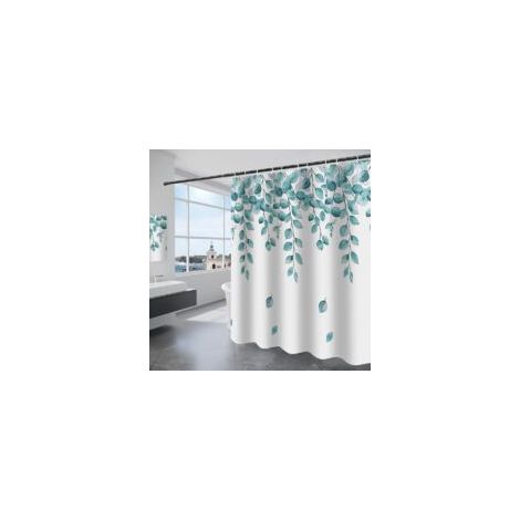 Rideau Douche 180x180CM 12 Crochets (Printemps Style) BlancTissu Polyester Rideaux de Douche Imperméable Lavable en Machine Rideau Salle de Bain avec (1/5)