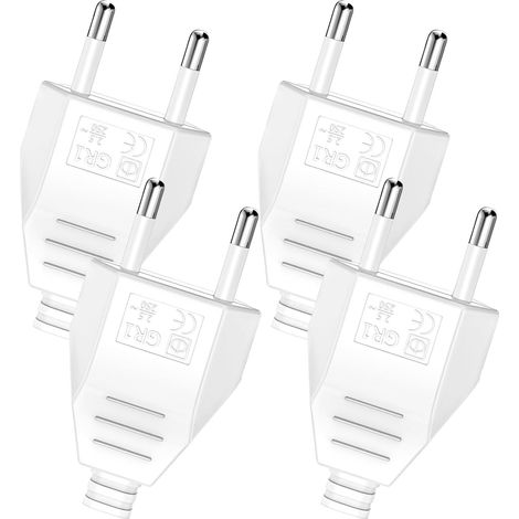4 Pieces Flat European Plug, 250V 2.5A Male Electrical Socket, Euro Plug Decorative Household Power Plug for Recessed or Replacement (4-White) (1/5)