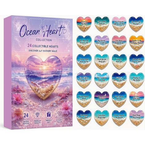 New Ocean Heart Christmas Tree Decoration Acrylic Pendant Countdown Calendar Blind Box 3