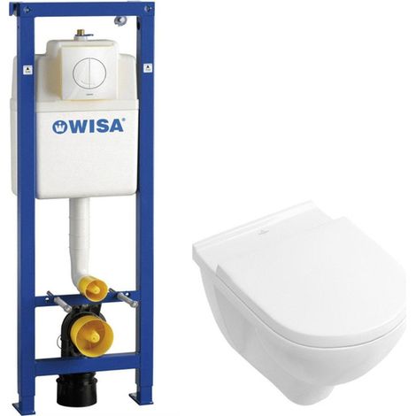 Villeroy & Boch O.novo ensemble encastré Wisa avec cuvette suspendue à chasse profonde blanche abattant softclose plaque de recouvrement blanche