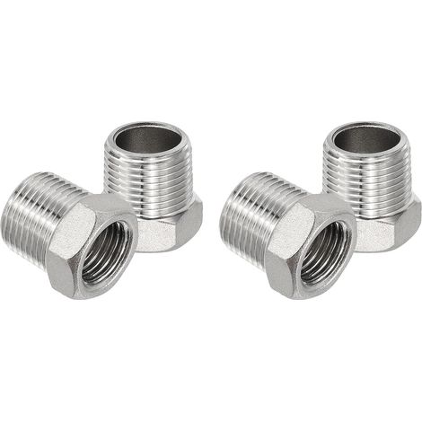 4 Pcs 304 Bushing Hex Réducteur En Acier Inoxydable Argent (1/5)