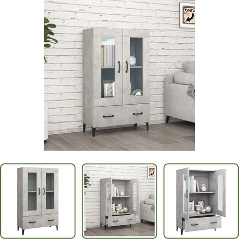 Betonfarbe - Highboard Betongrau 70x31x115 cm Holzwerkstoff (1/5)