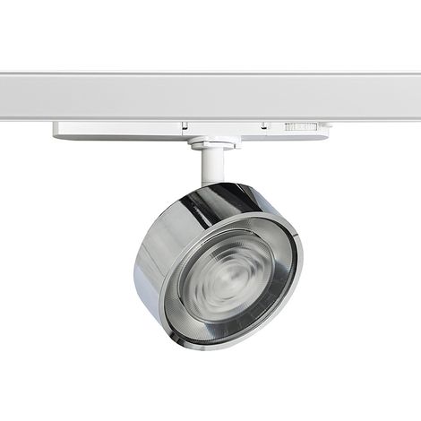 Hole - Spot sur rail LED triphasé 13W 3000K CRI90 IP20 optique 38° en aluminium moulé sous pression, finition blanc/chrome - Groupe Rossini (1/5)