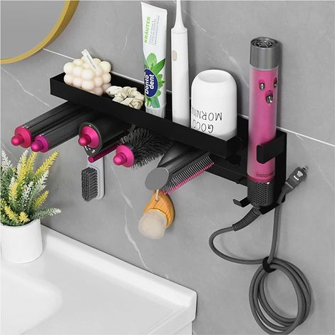 Support pour Dyson Airwrap, Support Mural pour Multistyler avec Vis et Colle, Porte Seche Cheveux Sans Perçage avec Crochet à Fiche, pour Maison, Salle de Bain, Salon de Coiffure (1/5)