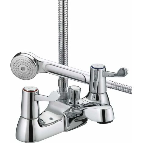Bristan Value Lever Chrome Bath Shower Mixer Tap with Ceramic Disc Valves - VAL2-BSM-C-CD