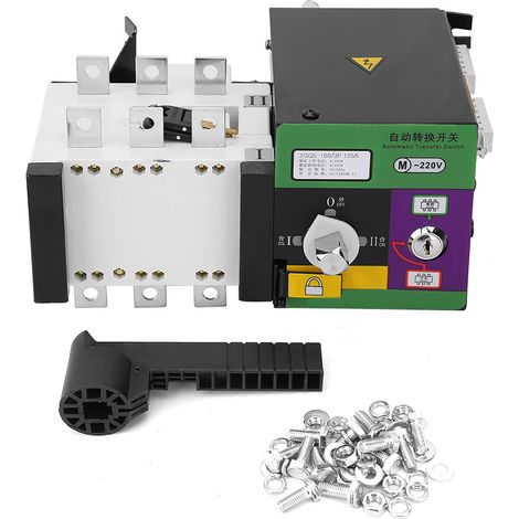 Commutateur de transfert automatique double puissance 160A 400V pour système d'automatisation de distribution électrique, interrupteur de basculement bidirectionnel industriel. (1/5)