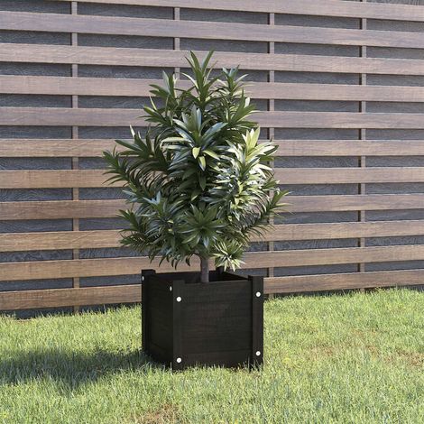 Jardinera de madera maciza de pino negro 31x31x31 cm vidaXL (1/5)