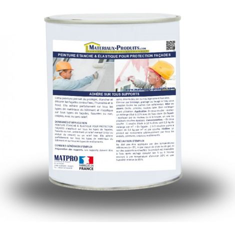Peinture étanche & élastique pour protection façade - 2.5 Kg Blanc - MATPRO (1/5)