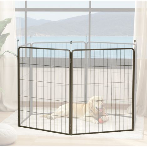 Recinzione per cani 80x100x1.5 cm, estensione in 2 pezzi, pieghevole, acciaio, nero (1/5)