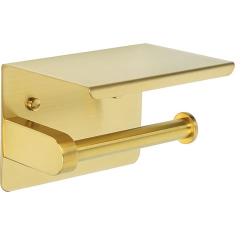 Wandmontierter Toilettenpapierhalter mit Ablagen, praktischer Toilettenpapierhalter aus Edelstahl 304, für WC und Küche/Badezimmer, Gold (1/5)