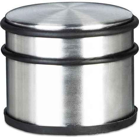 Práctico tope de puerta decorativo de 7,5 x 9,5 x 9,5 cm de acero inoxidable plateado 130003059 (1/5)