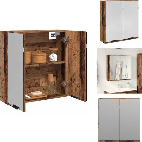 Bad-Spiegelschrank Altholz-Optik 64x20x66,5 cm Holzwerkstoff - Spiegelschrank - Spiegelschränke - Badschrank Mit Spiegel - Wandschrank Mit Spiegel (1/5)