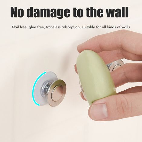 Porte-savon magnétique en acier inoxydable, fixation murale par ventouse, pour cuisine, salle de bain et toilettes. (1/5)