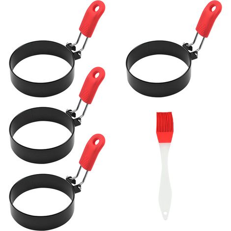 Lot de 4 moules à crêpes ronds professionnels, anneaux de cuisson antiadhésifs pour œufs au plat, crêpes et sandwichs