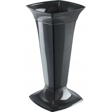 KADAX Grabvase mit Sockel, Friedhofsvase aus Kunststoff, Blumenvase für Grabstein, Grabdekoration, G