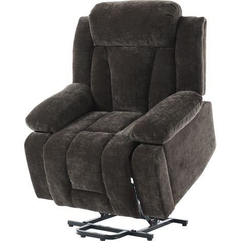 ELVMI Sillón de Masaje Eléctrico Elevador con Masaje de 8 Puntos, Calor, Almacenaje y Bolsillos, Tela Marrón (1/5)