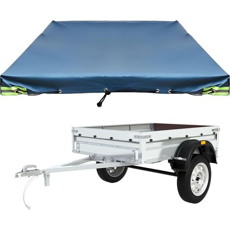 Trailer Tarpaulin Flat Tarpaulin 208 x 114x 13cm Including Tarpaulin Rope - Durable Edge-Reinforced Trailer Cover - Blue