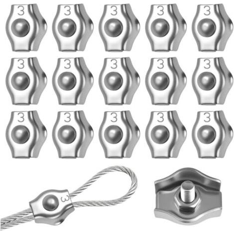 Lot de 15 Serre-Câbles en Acier Inoxydable 304 M3 pour Câbles 2mm et 3mm - Antidérapant et Résistant (1/4)