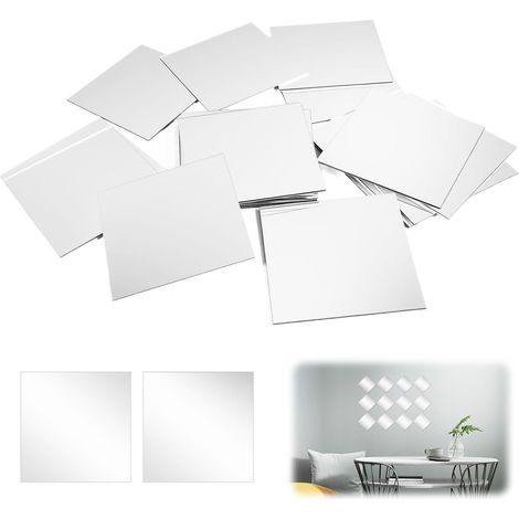 50 Pièces 5x5 cm Carrés Mini Miroir à Coller Mural Autocollant Acrylique Décoration Mosaique Miroir Autocollant Non Fragile pour la Décoration Murale Diy, Salon, Cuisine, Salle de Bain