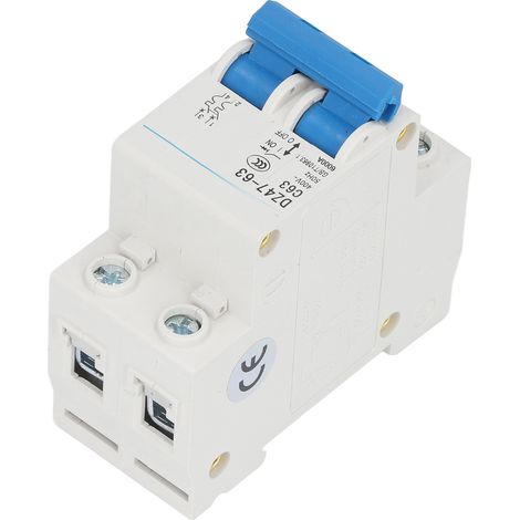 Disjoncteur 2P 63A 400V Protection Court-Circuit Rail DIN Pa66 Pouvoir de Coupure 4500A/6000A Universel (1/5)