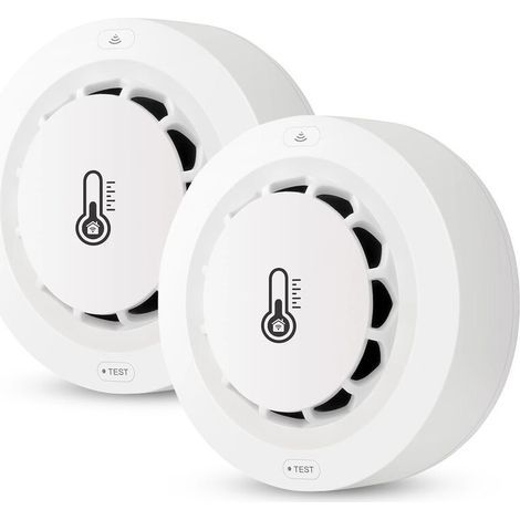 WLAN-Rauchmelder, 1er-Pack Temperatur- und Feuchtigkeitssensor, kabelloses Thermometer-Hygrometer, Tuya/Smart-App, Feueralarm für Fernüberwachung und Smart Home (1/5)