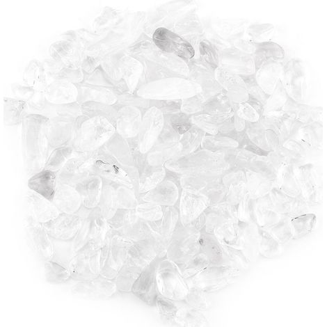 Éclats de pierre roulée, morceaux de cristal de quartz naturel concassé (blanc) (1/5)