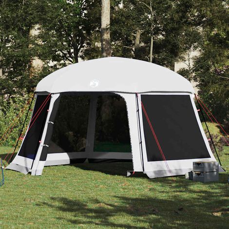 Tente de piscine avec toit amovible et parois en maille polyester gris 512 x 458 cm - PANGIVO (1/5)