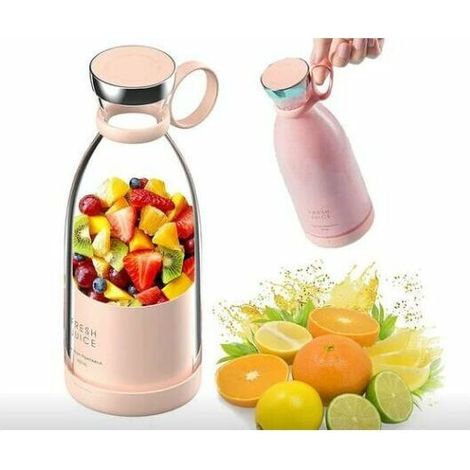 Mini Juicer Juice Extractor For Shakes and Smoothies Fruits Legumes, USB Rechargeable Portable Blender - Pink (1/5)
