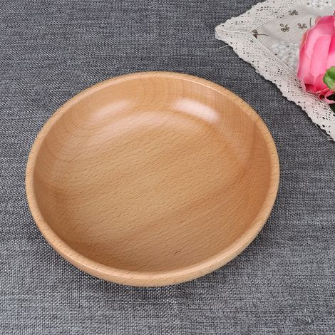Runde Servierplatte aus Naturholz, 20 cm Durchmesser, für Tee, Speisen, Wasser und Getränke (1/5)
